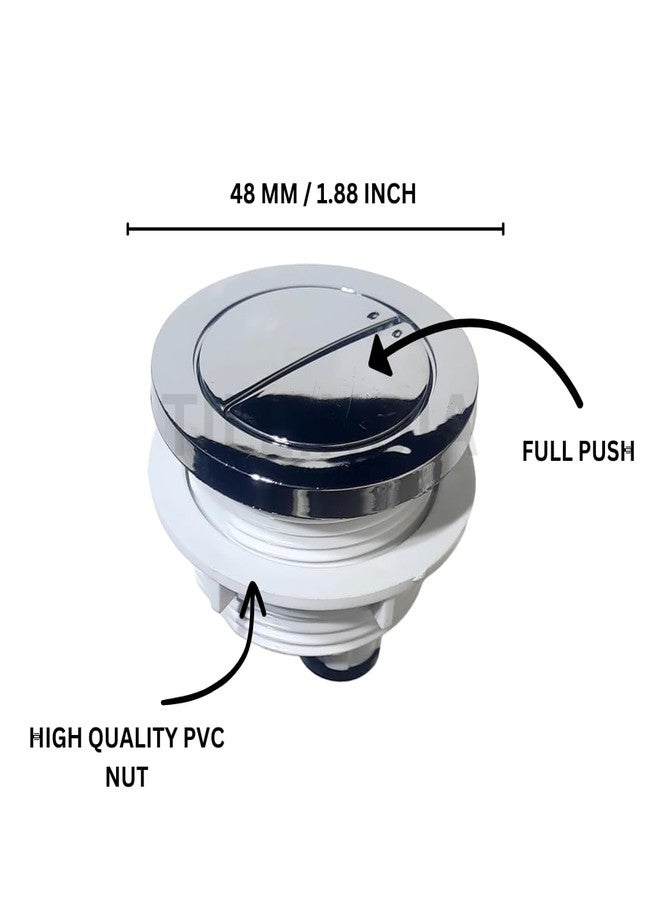 TILEINDIA Universal Dual Flush Push Button for Toilet Water Tank, 48 mm, Round, Chrome - Image 2